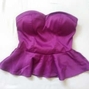 Satin Peplum Blouse in Royal Purple
